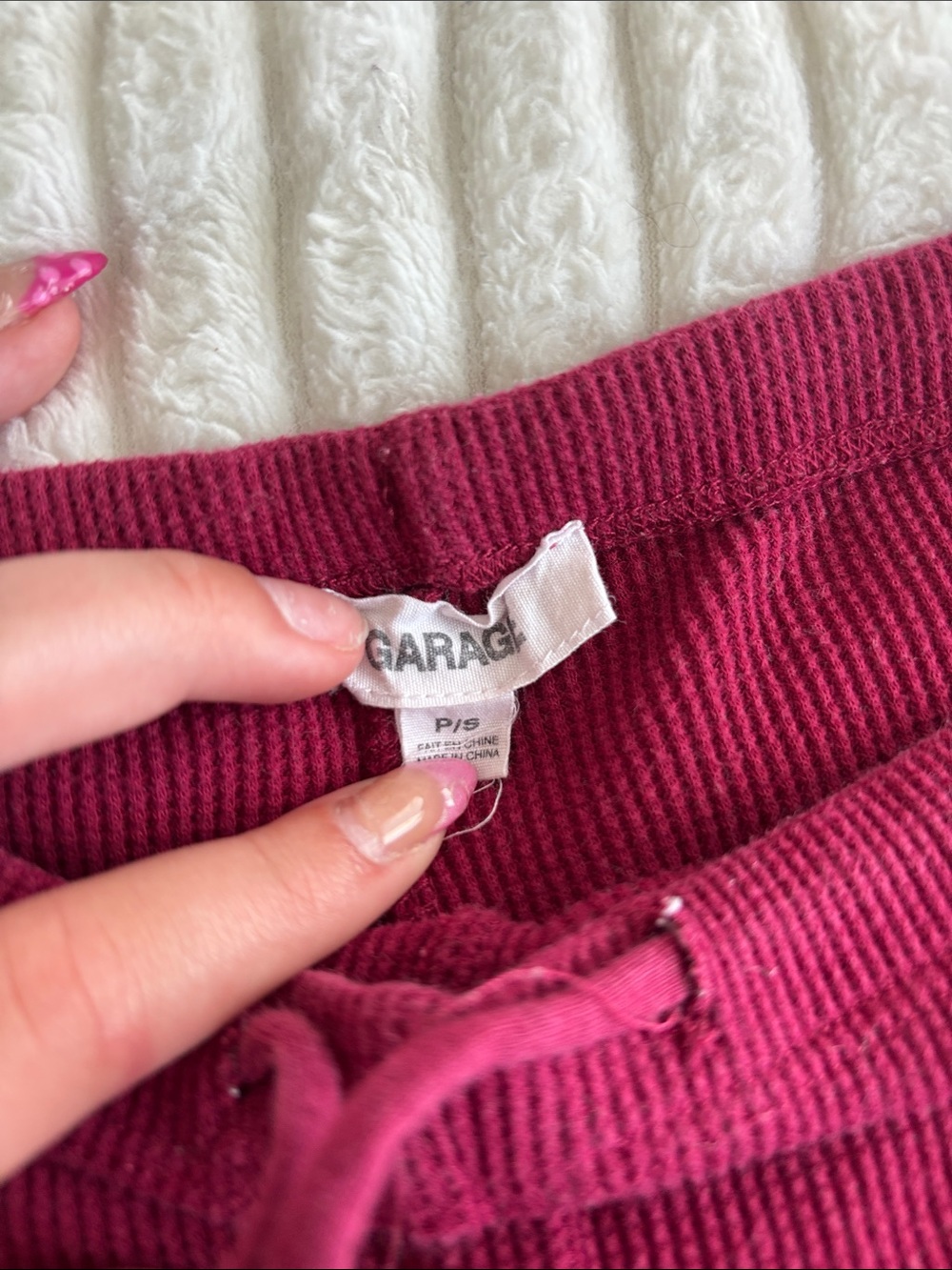 Garage Girls Ribbed Drawstring Leggings - Magenta - Picture 2 of 5